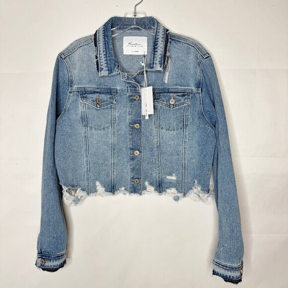 NWT Kancan Maurices Women’s Jean Jacket XL Distressed Denim Crop (Msrp $64.90) - Picture 1 of 10